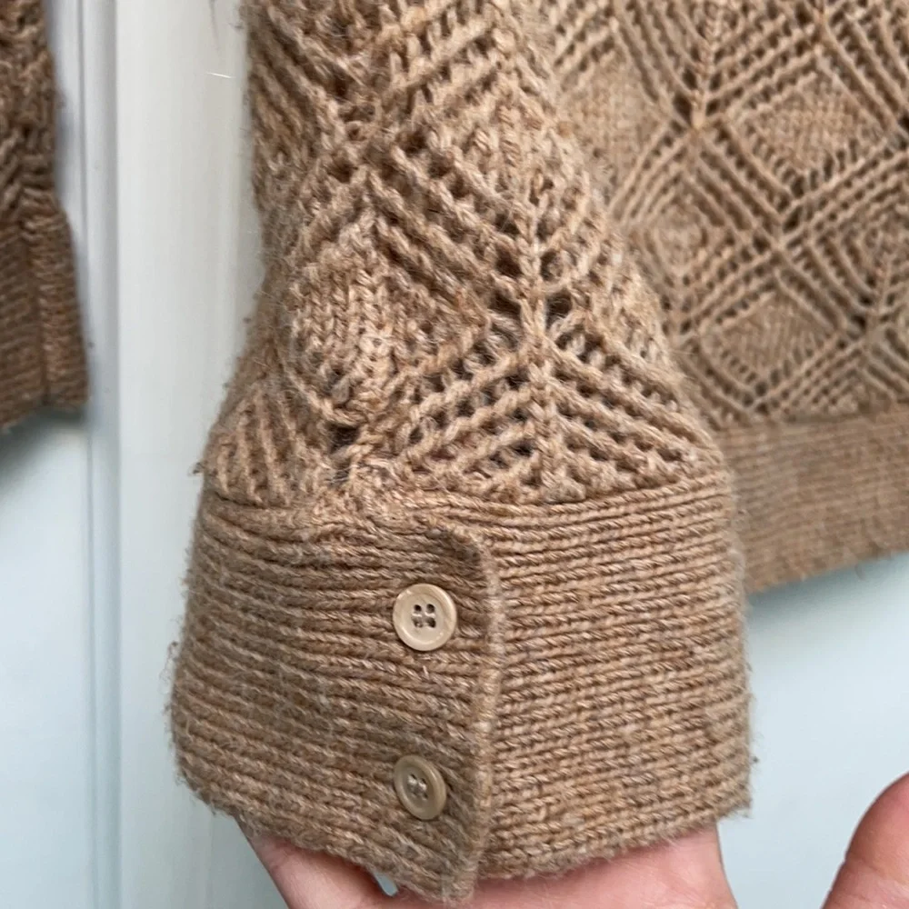 J. Crew camel colored open weave sweater sz S
